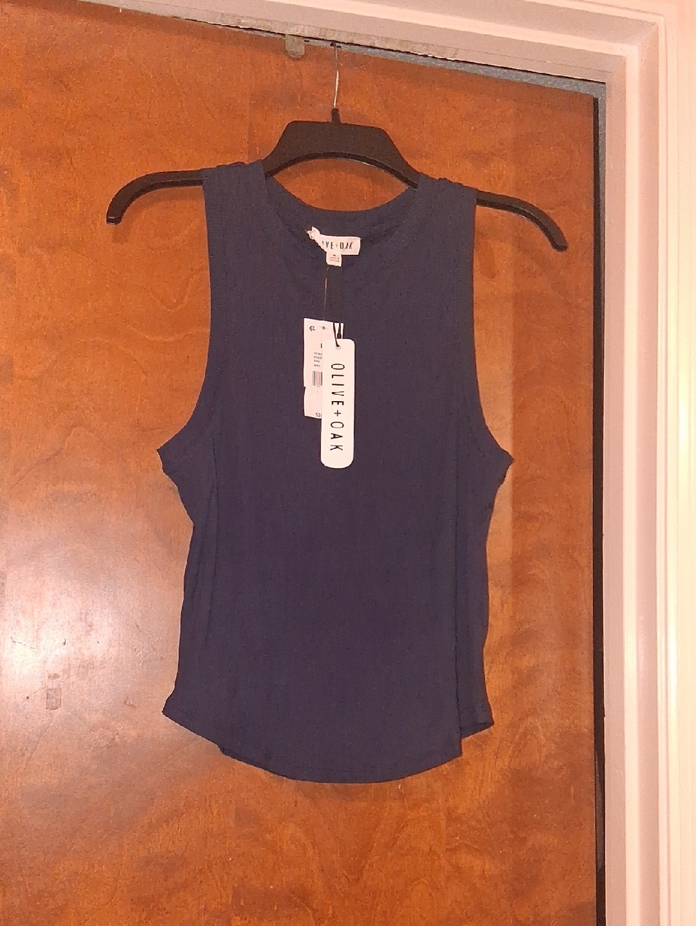 Olive & Oak Navy Ribbed High-Neck Tank